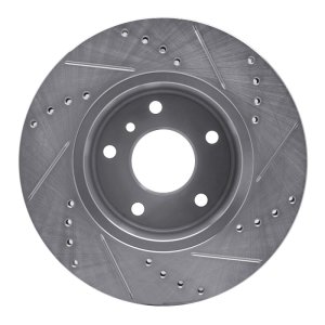Land Rover Discovery Brake Rotor (1) - Front Left - R1 Concepts - Drilled & Slotted - Silver - `99-`04